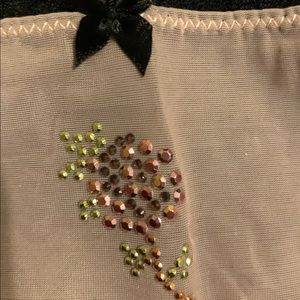 Betsey Johnson sheer embellish thong panties- size Small.